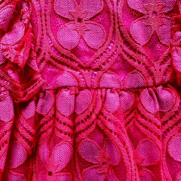 EUC Genuine Kids by Osh Kosh magenta lace over pink dress w/ ruffle straps. 2T. - Picture 5 of 6